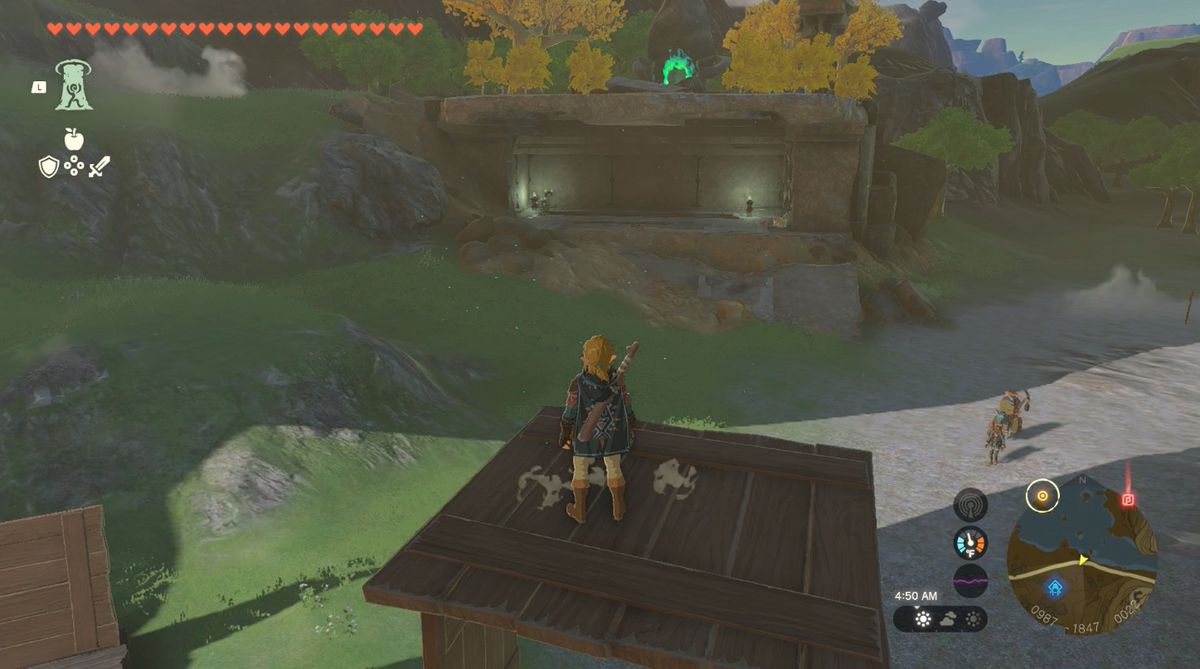 Link guarda il santuario di Jochisiu dopo aver completato la ricerca del santuario 