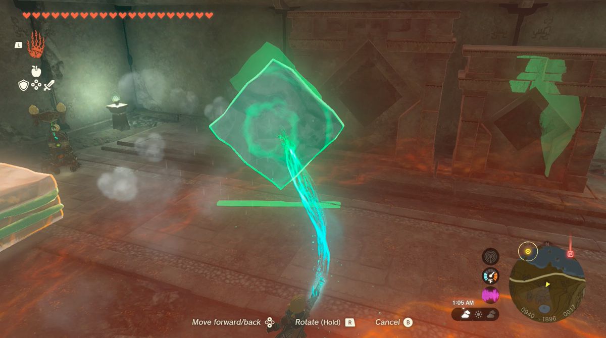 Link posiziona una lastra di ghiaccio in un buco della serratura nella ricerca del santuario 