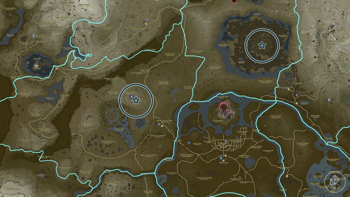 Posizioni di Sword Phantom Ganon sulla mappa di Hyrule in The Legend of Zelda: Tears of the Kingdom