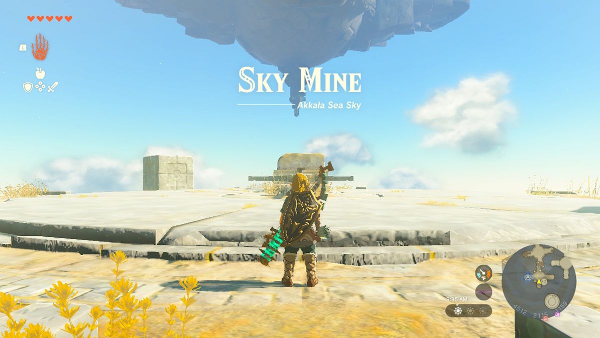 Link si trova vicino all'Akkala Sky Mine in Zelda Tears of the Kingdom.
