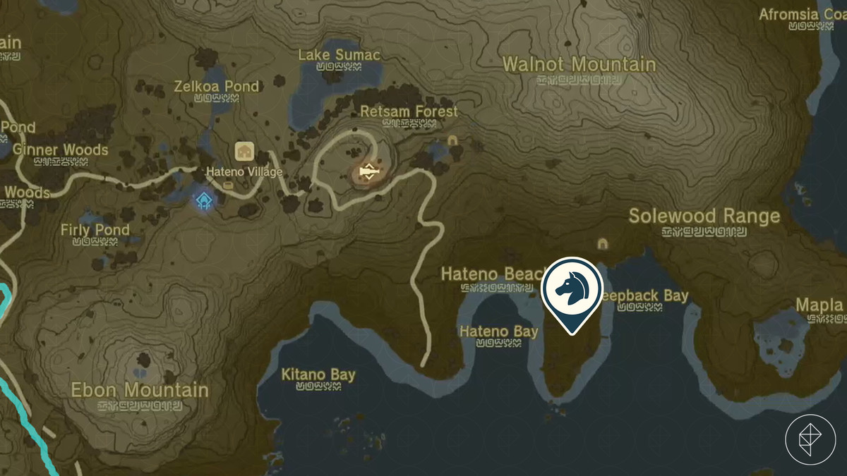 Mappa di The Legend of Zelda: Tears of the Kingdom che mostra la posizione del cavallo gigante di Ganon.