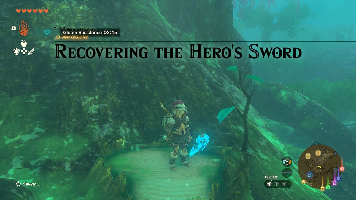 Link ottiene la missione principale Recovering the Hero's Sword dopo aver aiutato l'Albero Deku in Zelda: Tears of the Kingdom