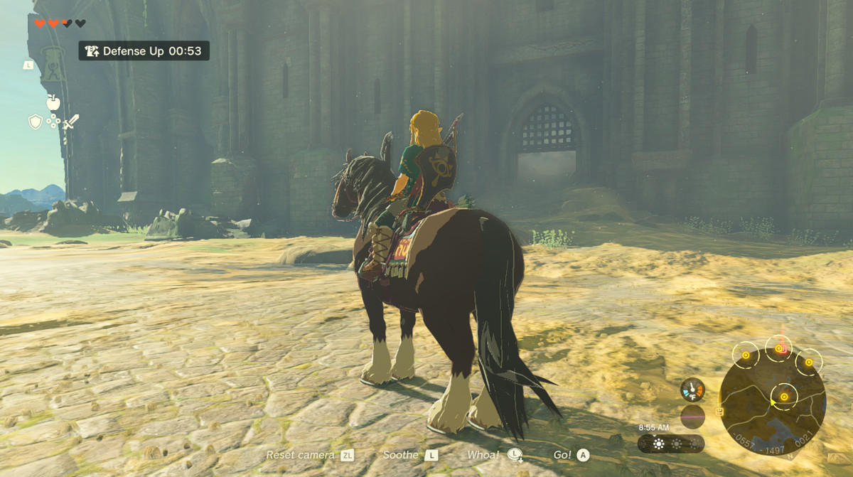 Link cavalca un cavallo in Zelda Tears of the Kingdom.
