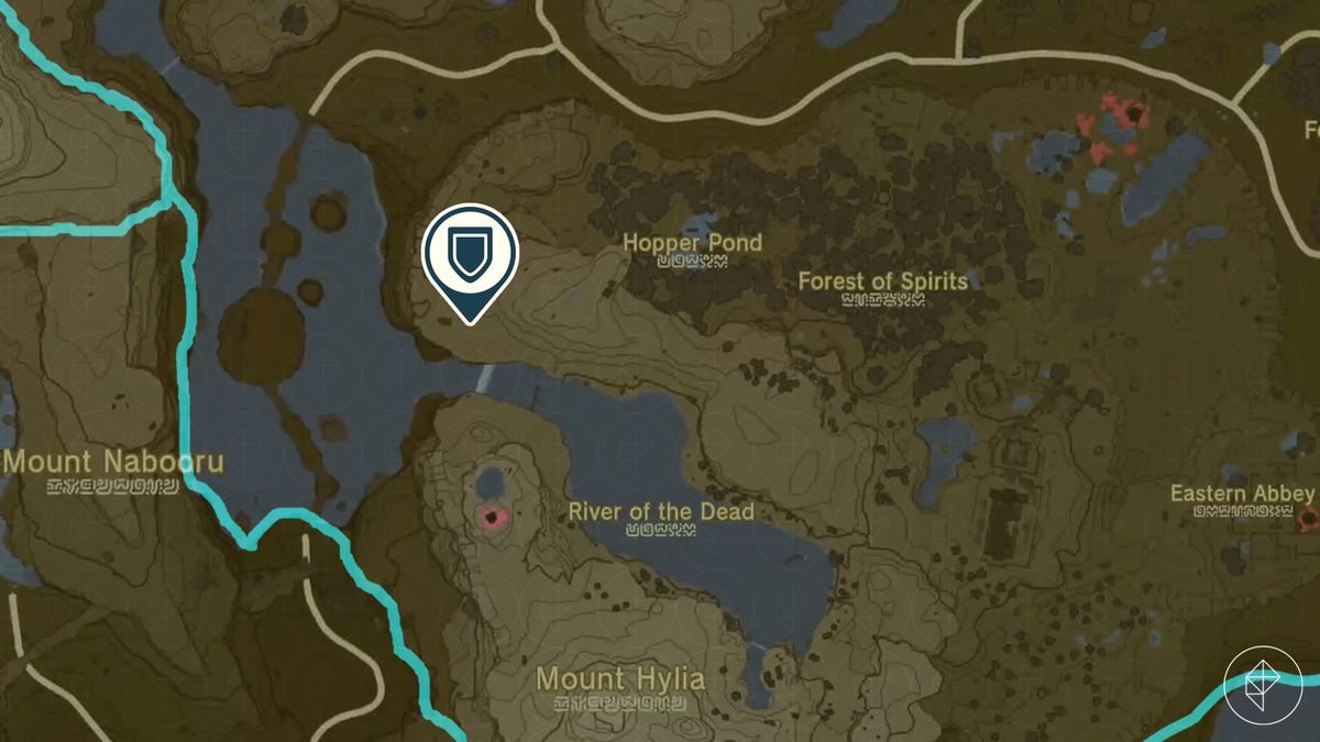 Una mappa di Zelda Tears of the Kingdom mostra la posizione dello Scudo Reale.