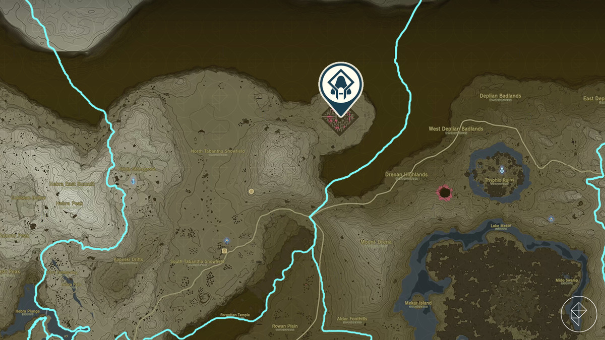 Mappa che mostra il Labirinto di North Lomei in Zelda: Tears of the Kingdom