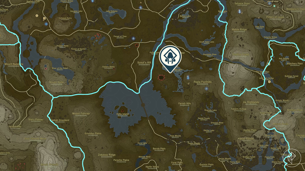 Santuario segnato sulla mappa di Hyrule per Lacrime del Regno