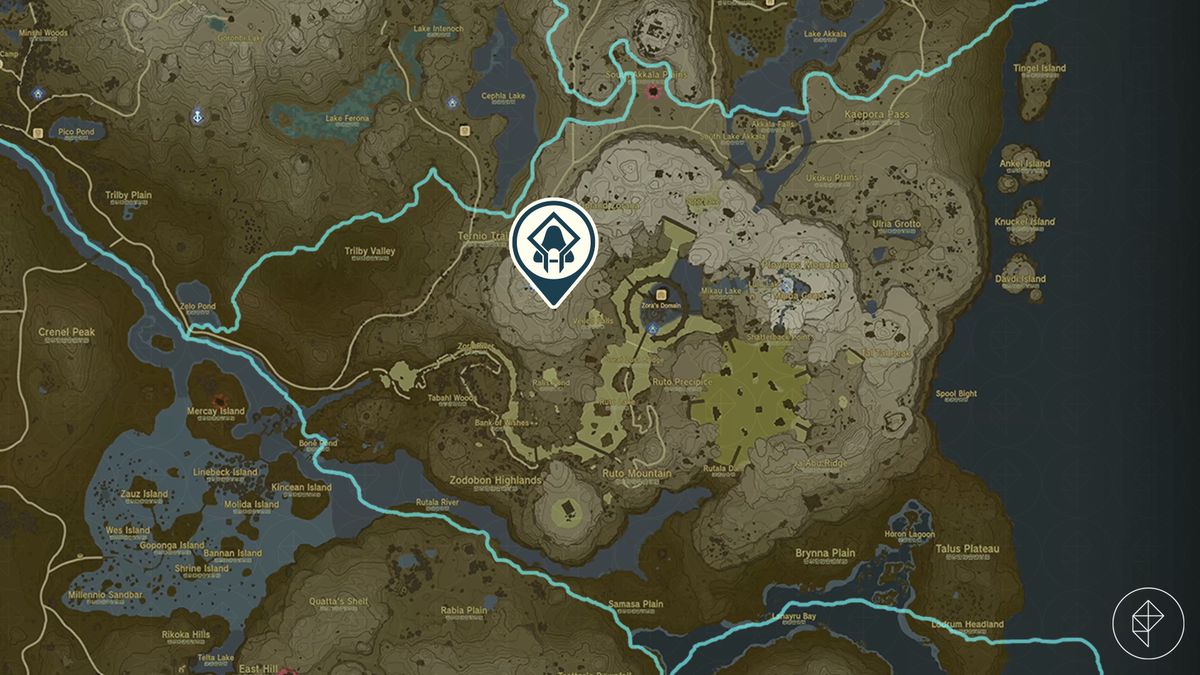 Jonai Shrine e Ralis Channel Crystal location map da Zelda: Tears of the Kingdom