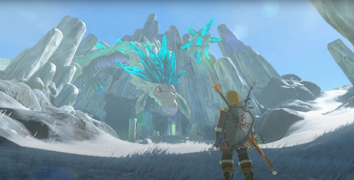 Link affronta un drago proprio prima del suo ingresso nella Sorgente della Saggezza in Breath of the Wild