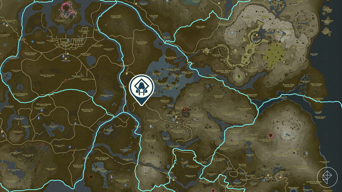 La mappa di The Legend of Zelda: Tears of the Kingdom mostra la posizione del Santuario Morok