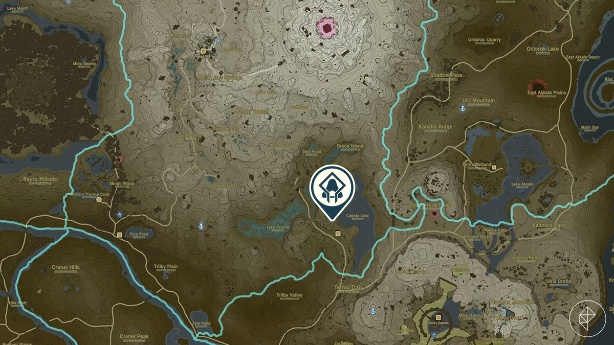 La mappa di The Legend of Zelda: Tears of the Kingdom mostra la posizione del Santuario di Kisinona
