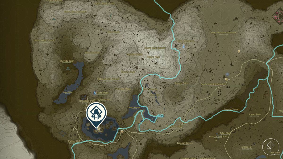 La posizione del Santuario di Gatakis è segnata sulla mappa di Zelda: Tears of the Kingdom