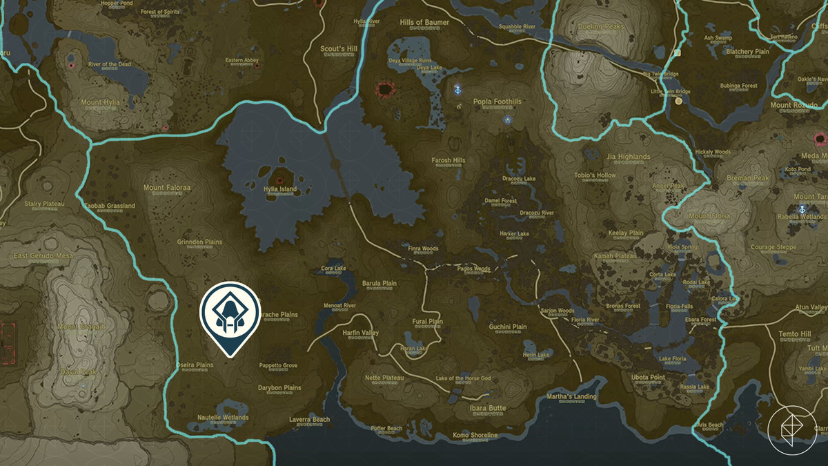 Una mappa mostra la posizione del Santuario Ishokin in The Legend of Zelda: Tears of the Kingdom
