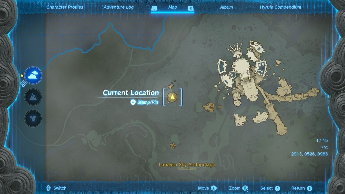 Una mappa mostra l'ingresso al Santuario Jirutagumac in Zelda Tears of the Kingdom.