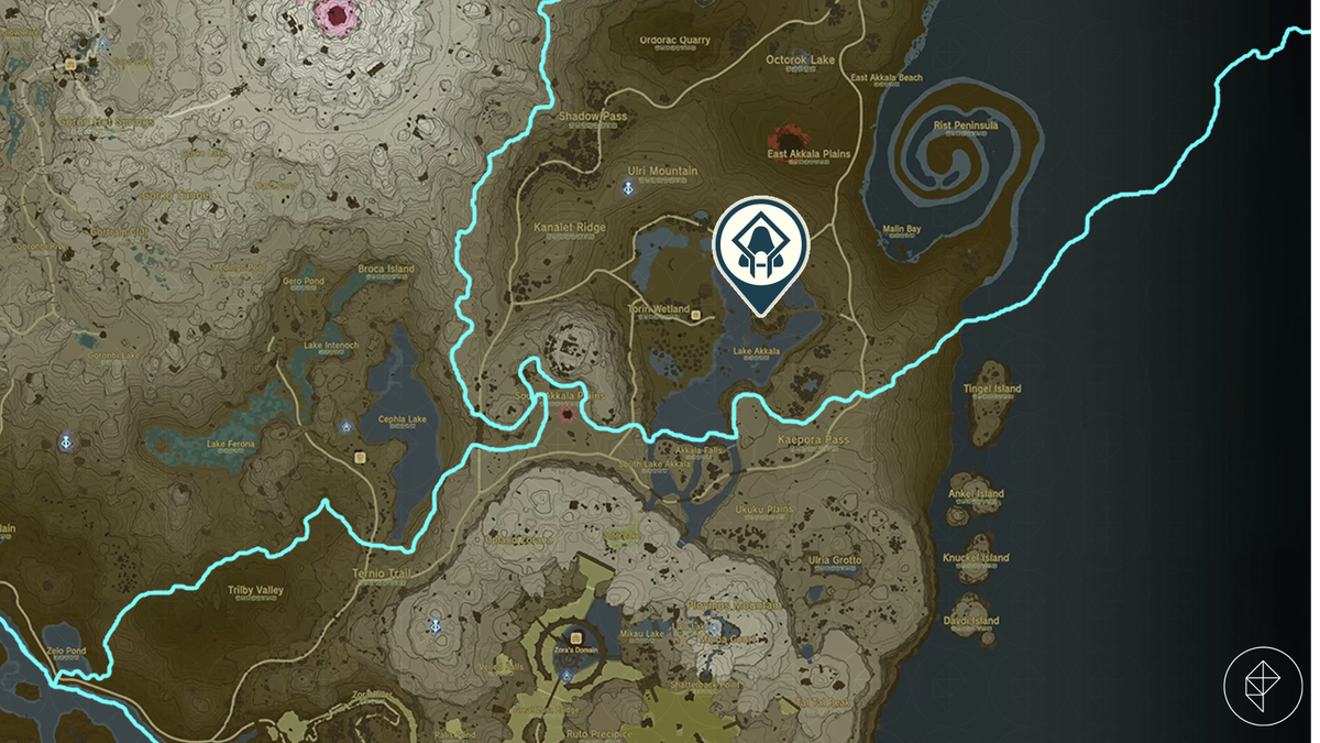 Uno screenshot della mappa mostra dove inizia il Santuario Jochi-ihiga