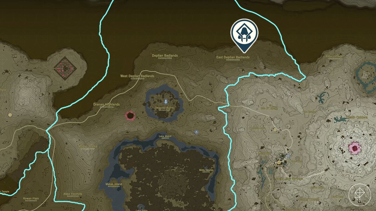 Una mappa mostra la posizione del Santuario Mayak in Zelda: Tears of the Kingdom