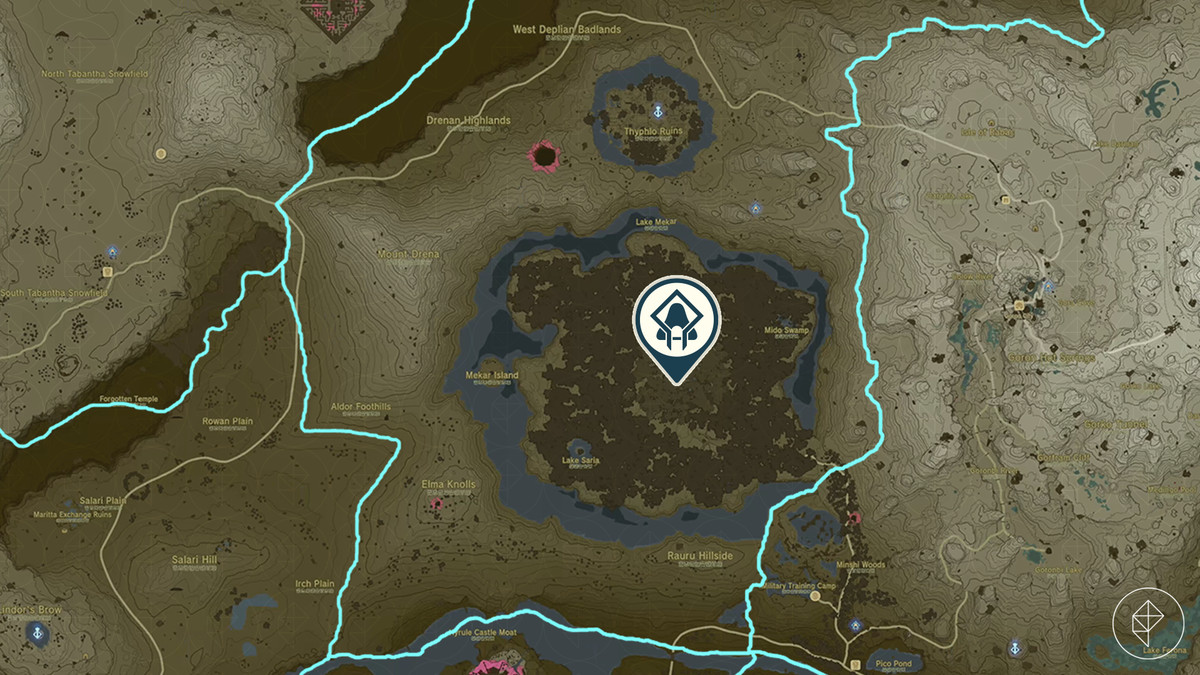 Posizione del Santuario Musanokir sulla mappa di Hyrule in The Legend of Zelda: Tears of the Kingdom