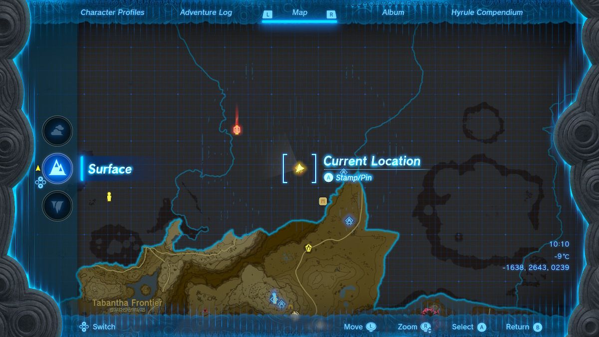 Una mappa mostra la posizione del Santuario di Orochium in Zelda Tears of the Kingdom.