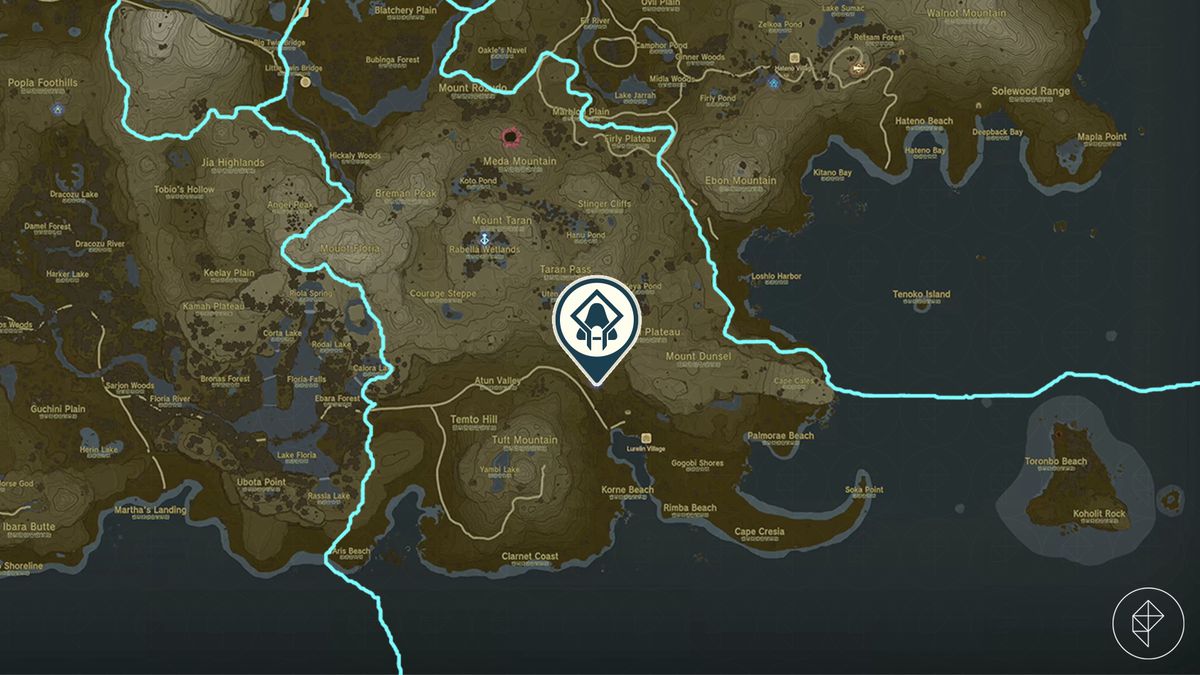 Mappa che mostra la posizione del Santuario di Sifumim nella regione di East Neculda in Zelda: Tears of the Kingdom