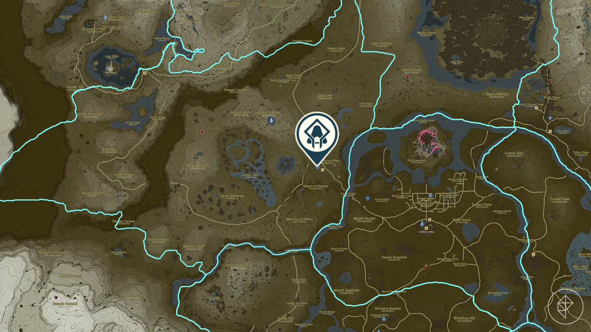 Posizione del Santuario di Sinakawak sulla mappa di The Legend of Zelda: Tears of the Kingdom