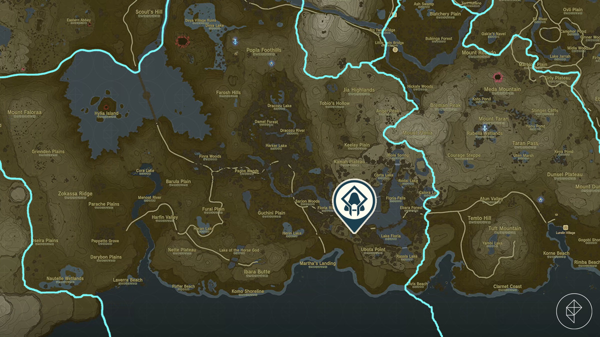 Il santuario di Joju-uu in Zelda: Tears of the Kingdom su una mappa creata da Polygon