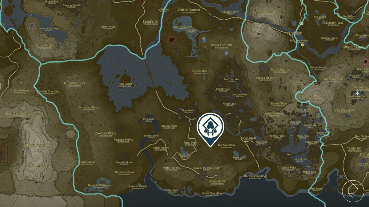 Una mappa mostra la posizione del Santuario Utsushok in Zelda: Tears of the Kingdom