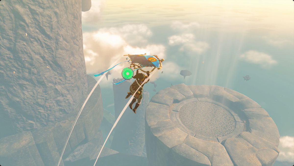 The Legend of Zelda: Tears of the Kingdom Link usa il parapendio per viaggiare tra le torri dei fan su Zonaite Forge Island