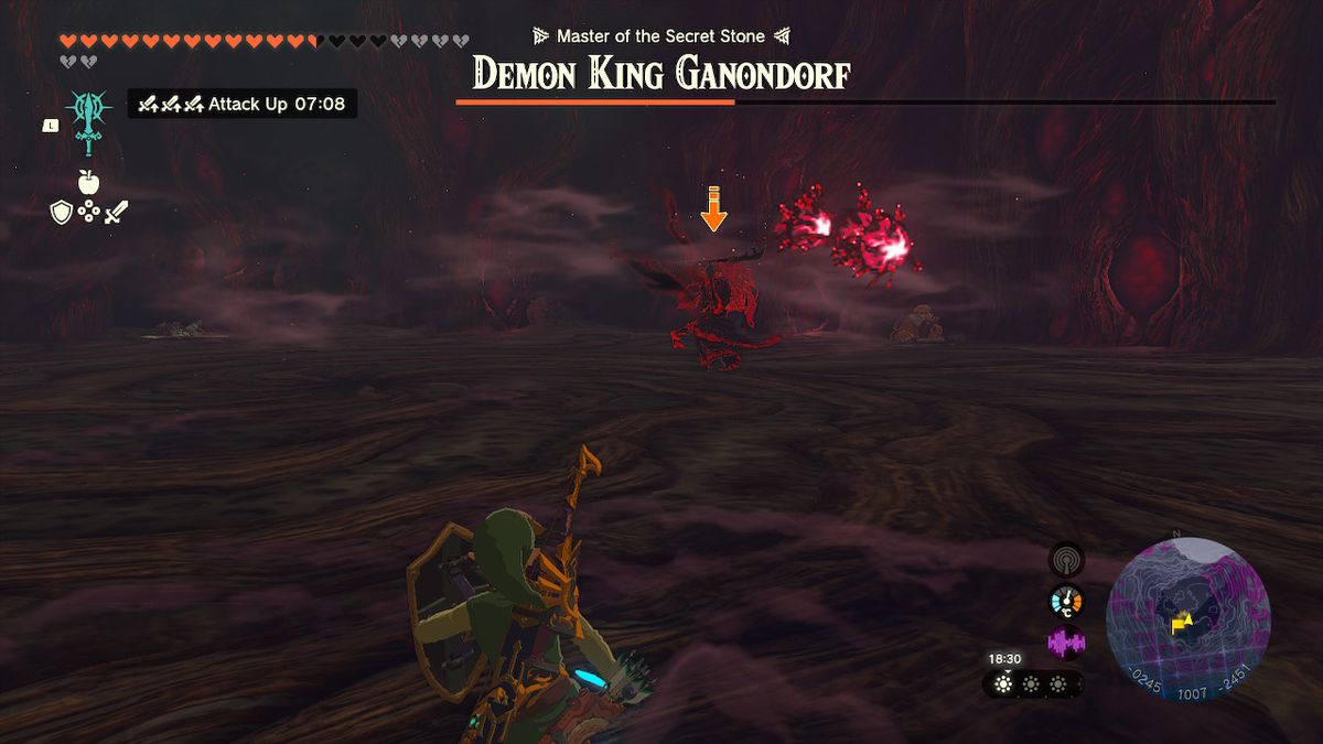 Ganondorf si circonda di sfere durante il boss finale di Zelda Tears of the Kingdom.