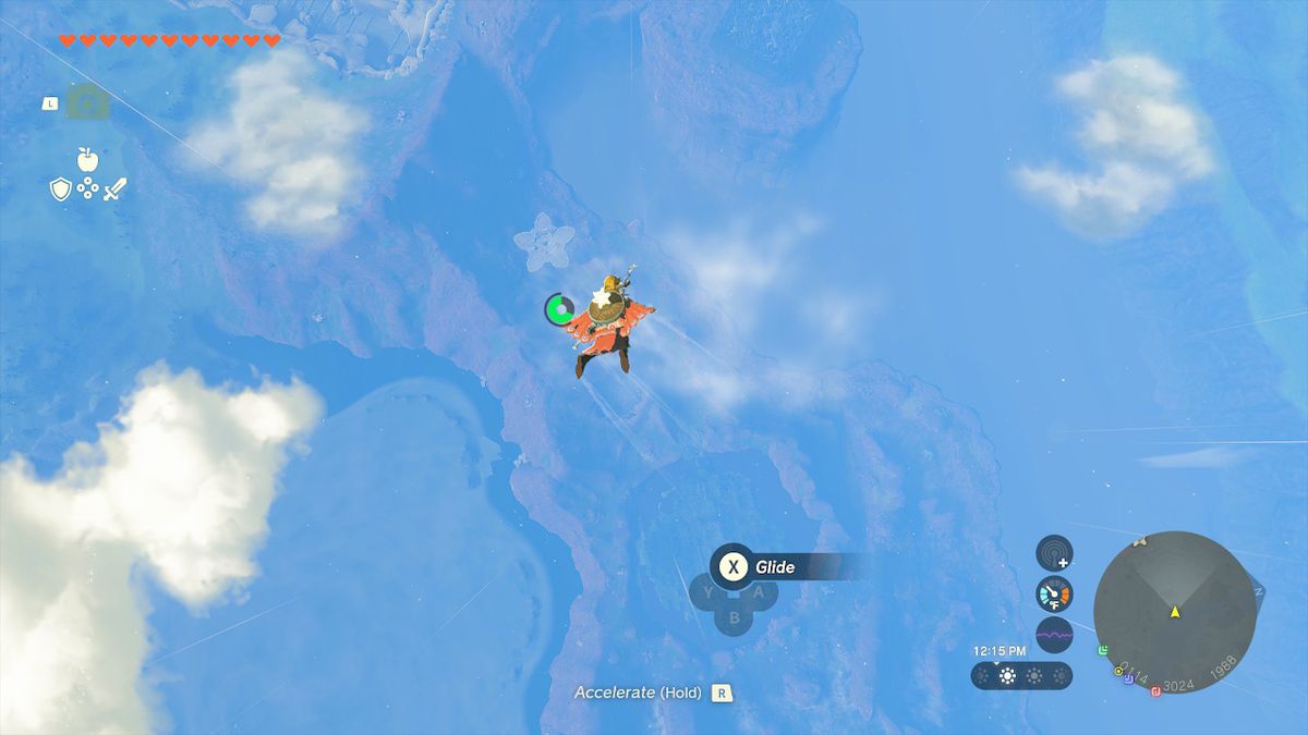 Collega i paracadutisti verso l'isola a forma di stella in Zelda: Tears of the Kingdom