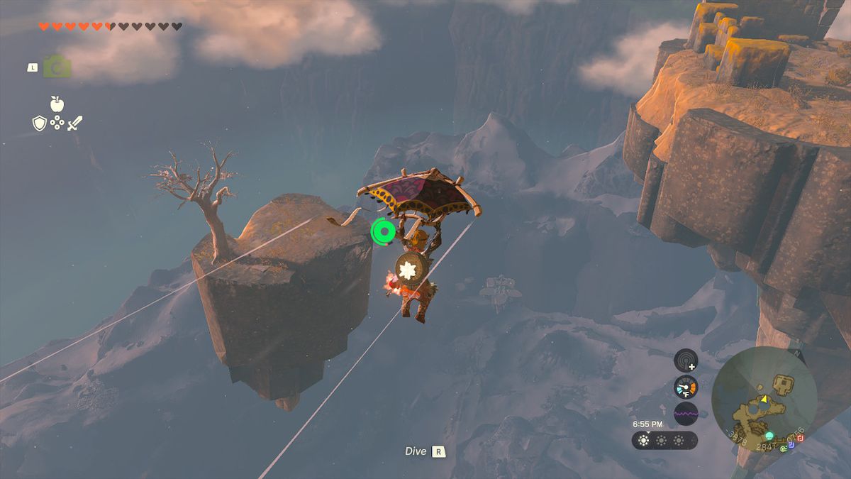 Link scivola verso l'isola a forma di stella in Zelda: Tears of the Kingdom