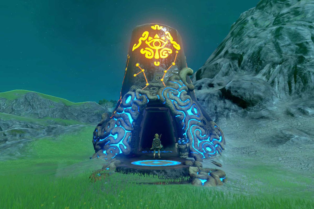 Link si ferma sul precipizio di un Santuario in The Legend of Zelda: Breath of the Wild