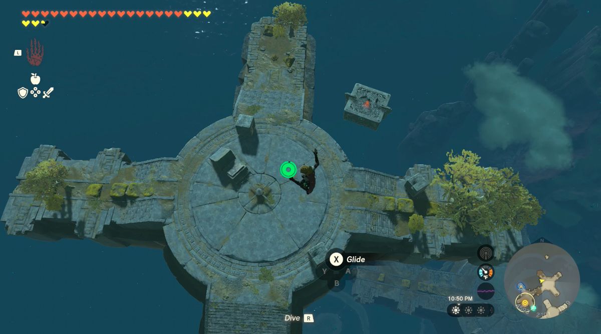 I collegamenti scendono su un'isola del cielo nelle miniere del cielo in Zelda: Tears of the Kingdom