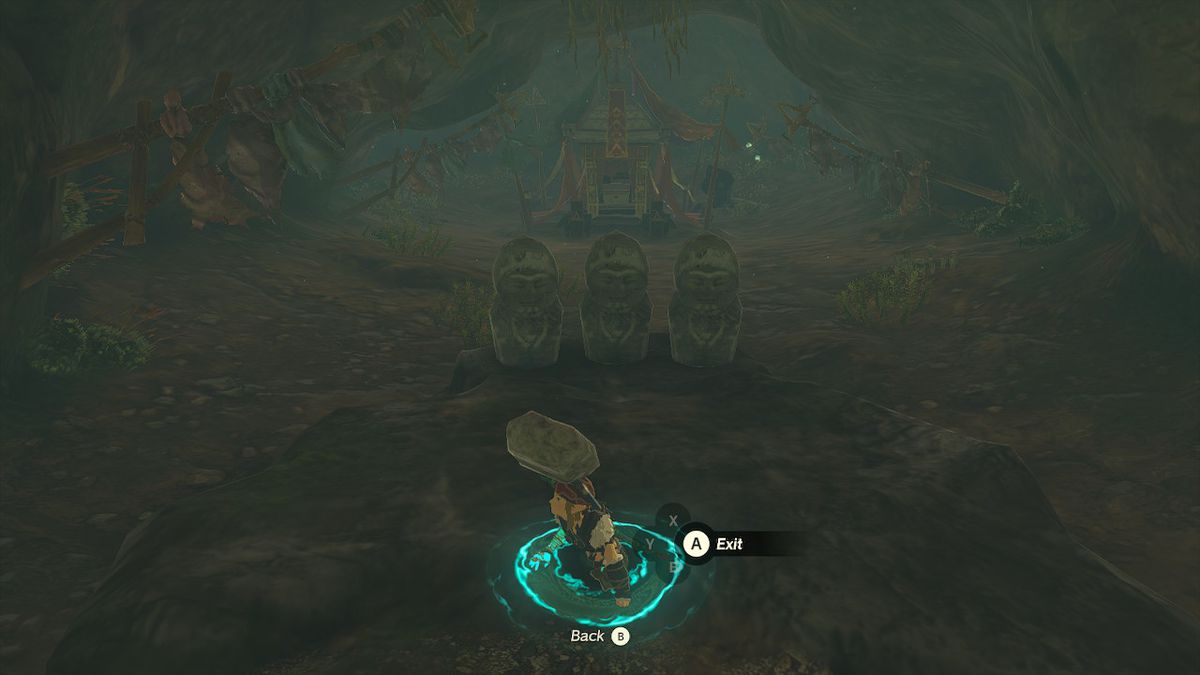 Link emerge da terra usando Ascend direttamente nella stanza del torace in Zelda: Tears of the Kingdom