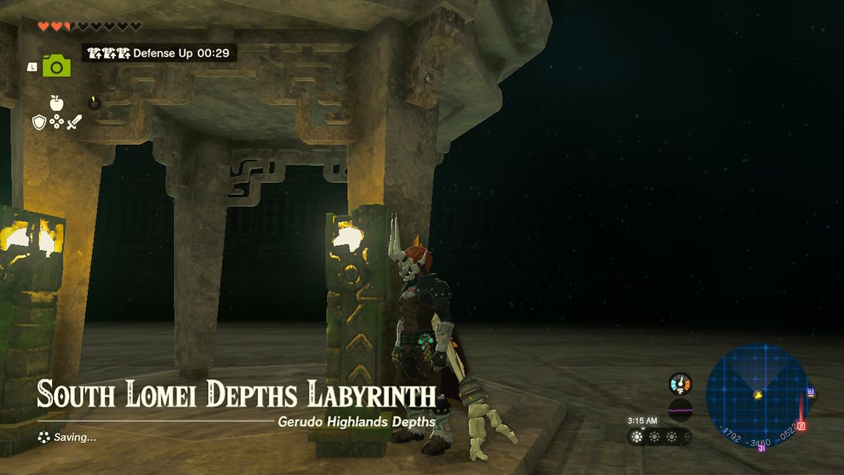 Link si trova sotto un altare nelle Profondità in Zelda Tears of the Kingdom.