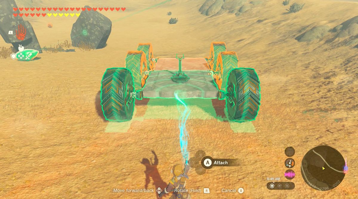 Link costruisce un grande carro a ruote in Zelda Tears of the Kingdom