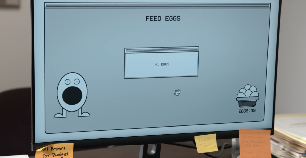 Un primo piano del gioco di alimentazione delle uova in un fotogramma dallo schizzo ITYSL. 