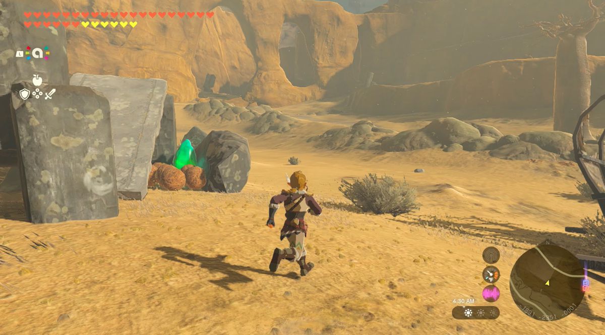 Il collegamento corre al Gerudo Canyon Crystal in Zelda: Tears of the Kingdom