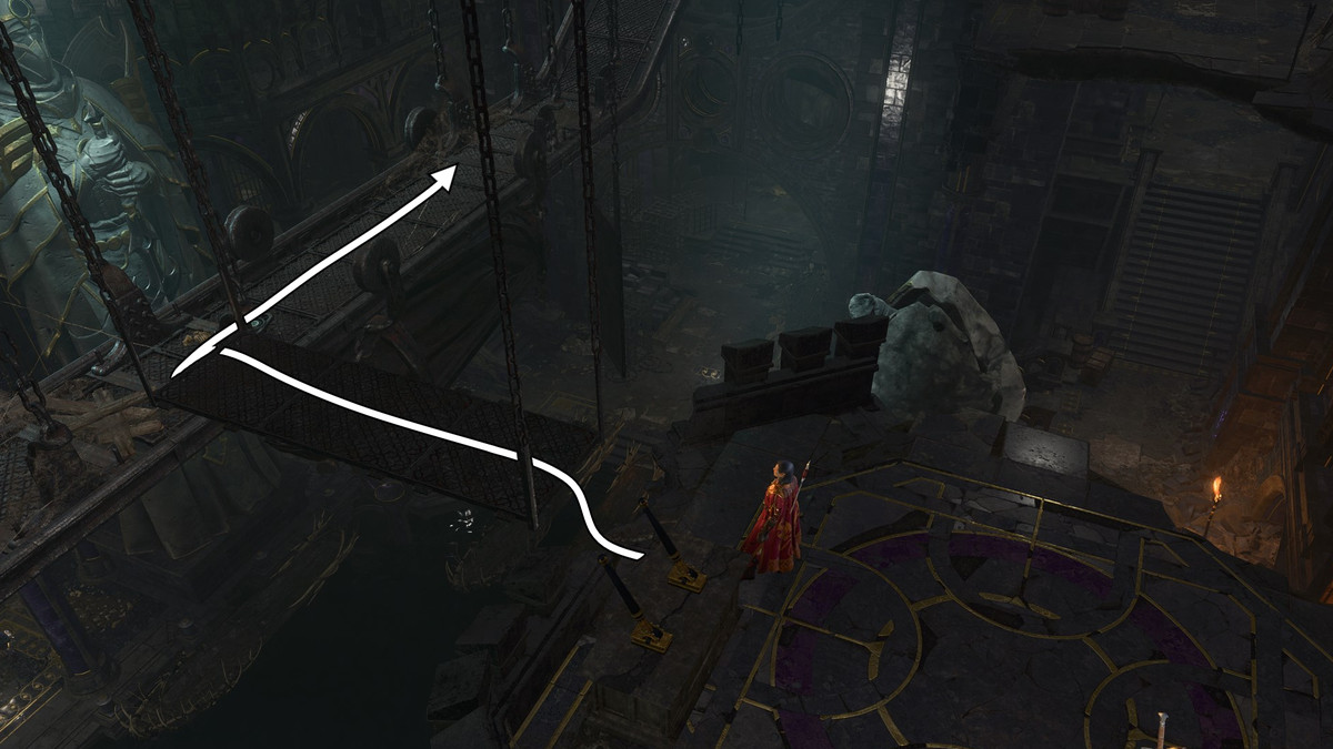 Sentiero del nastro trasportatore che porta alla fucina di Adamantite in Baldur's Gate 3